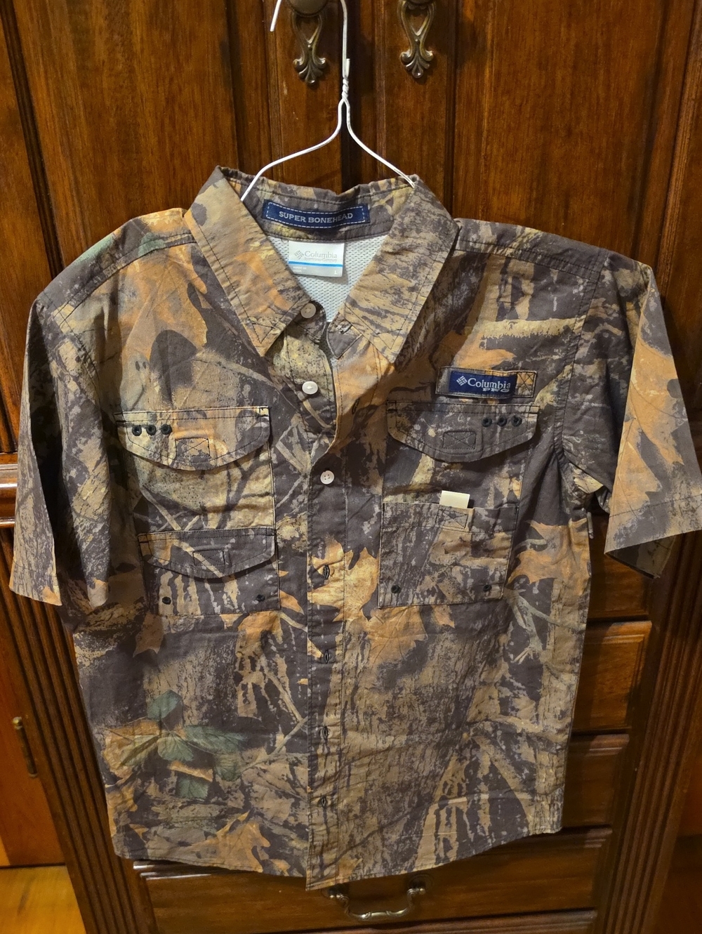 Columbia Men's Short Sleeve Realtree Camo Button-Up Shirt - Brown/Olive